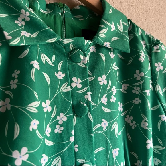 NWT Alexia Admor Emery Cap Sleeve Collared Fit & Flare Green Midi Dress 6 - Picture 4 of 16